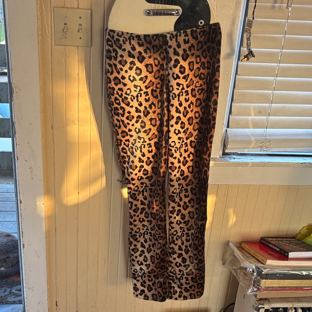 Lip Service  velvet Leopard Print Patterned Trousers with back zip. Size sm.